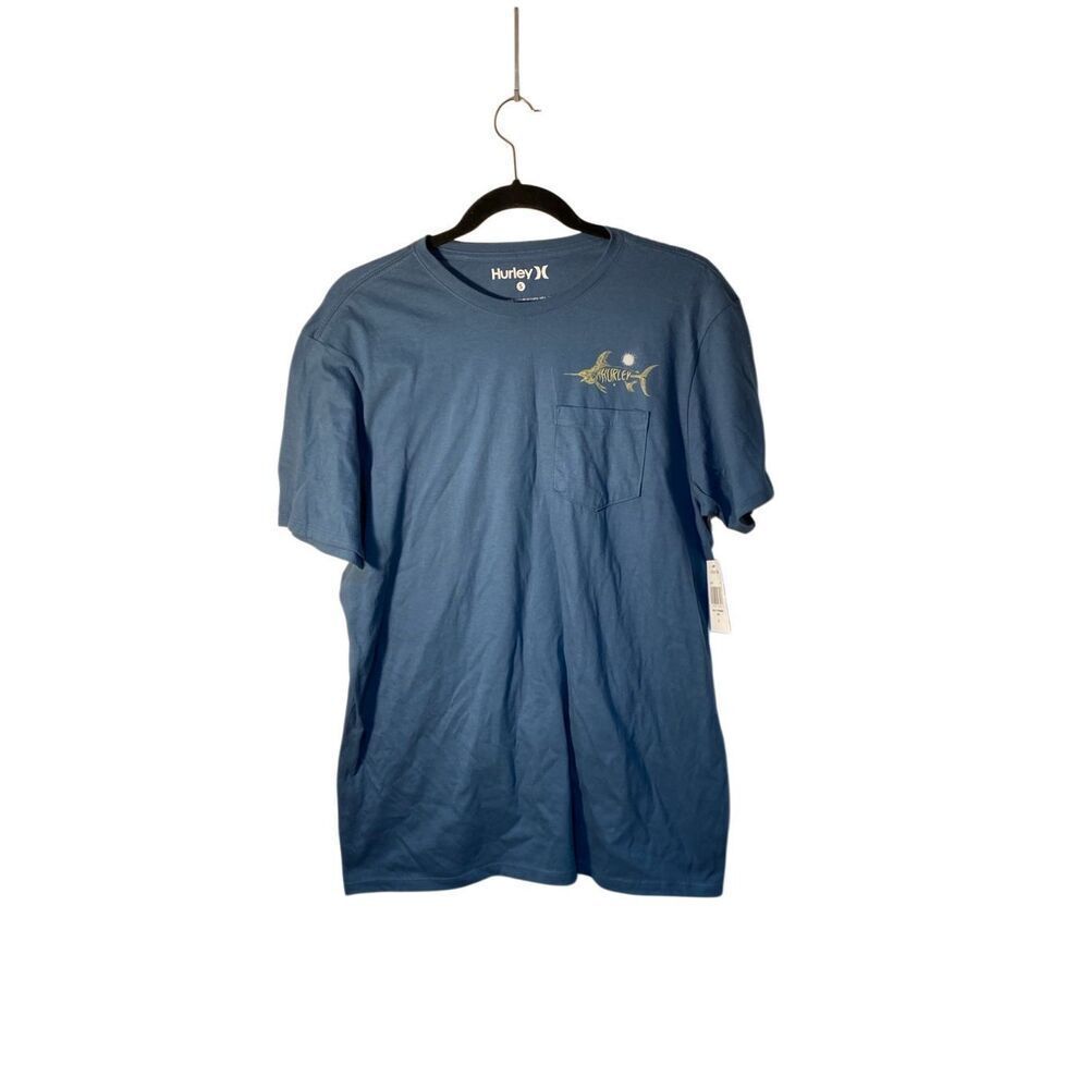 NWT, Hurley, men’s salty bones, blue short sleeve, fish T-shirt S